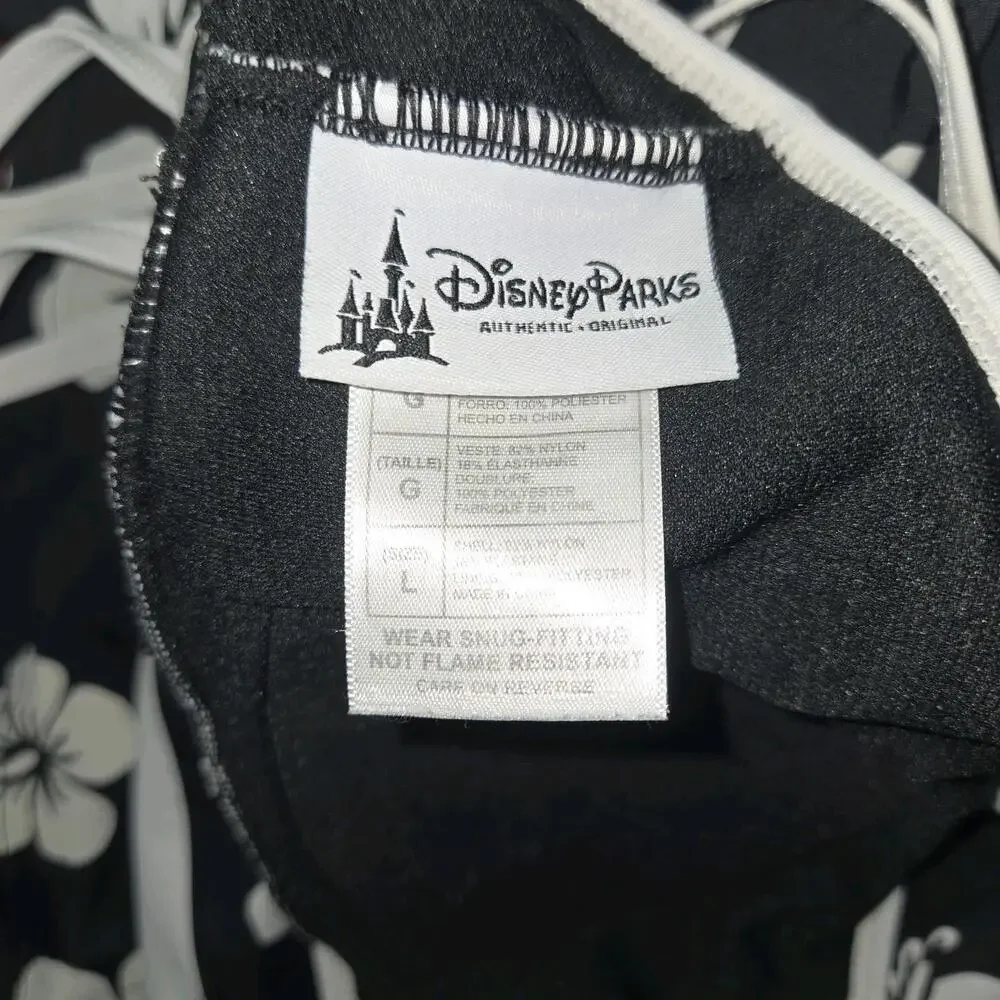 Disney Parks Minnie Mouse Flowers One Piece Black Floral Swimsuit Women's sz L - Picture 7 of 10